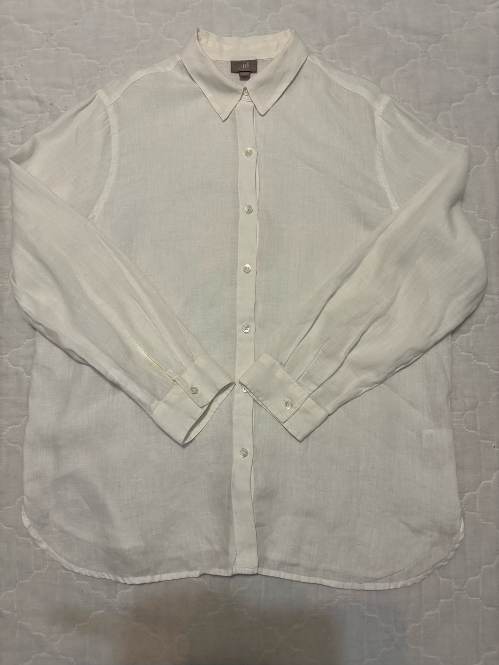 J. Jill 100 % Linen Easy Button Front  Shirt Blouse Top Capsule Size M Medium - Picture 6 of 13